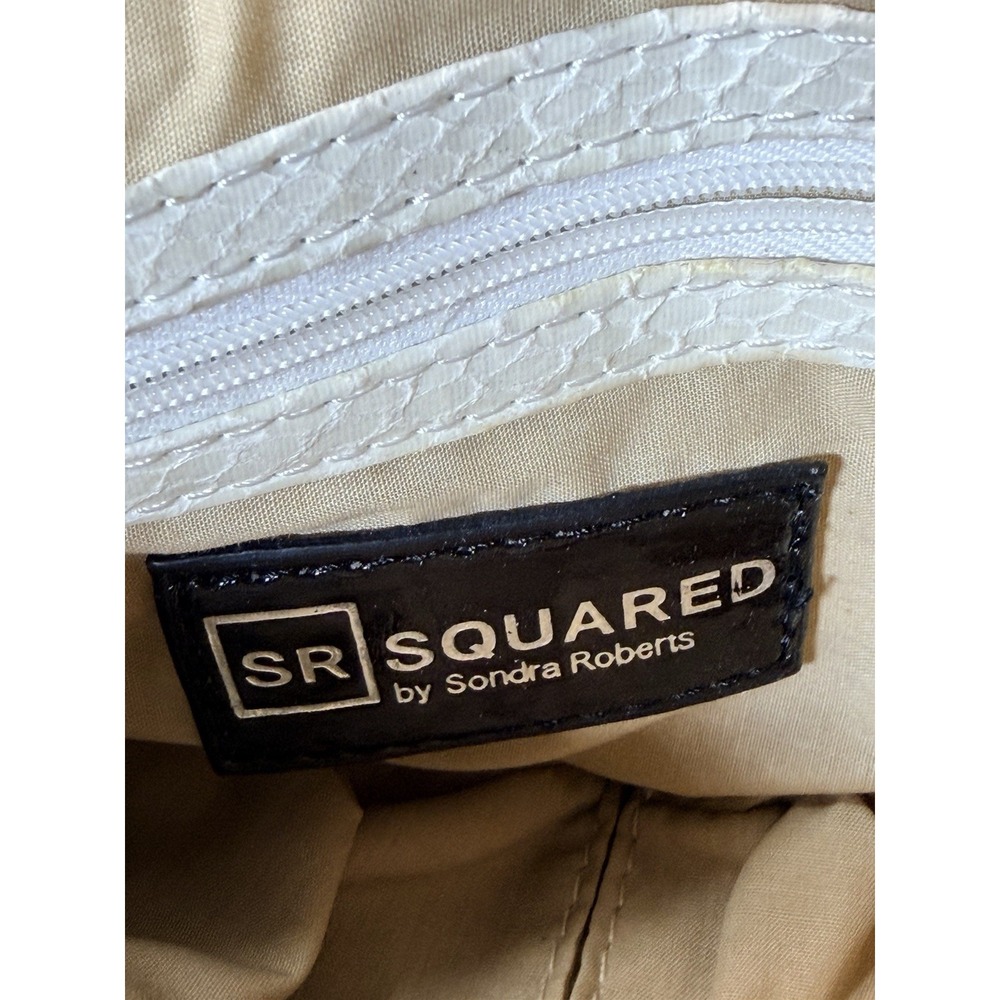 SR SQUARED BY SONDRA ROBERTS LAYERED RUFFLES SNAKESKIN TEXTURE HANDBAG (A2958) - Picture 12 of 12